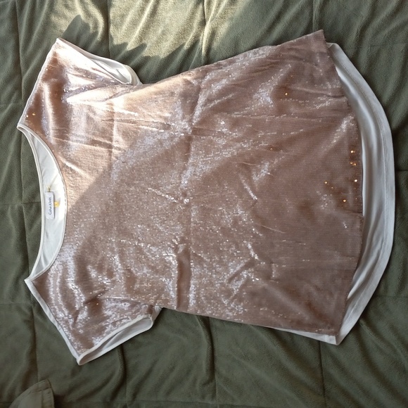 Calvin Klein Sequins short sleeved top, size Large - Picture 2 of 4